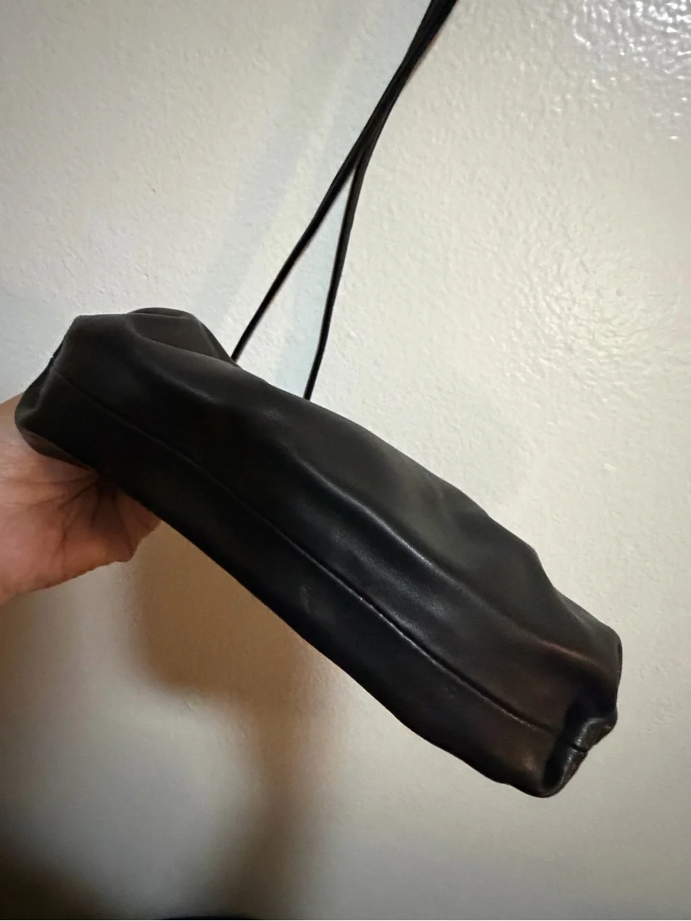Steve Madden Black Ruched Frame Clutch with Wrist Strap